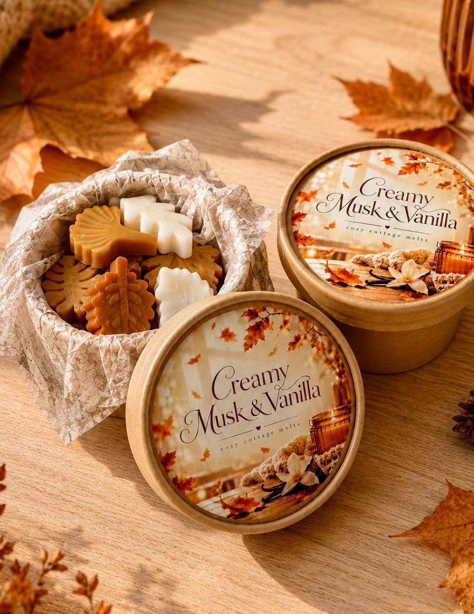 Musc crémeux et vanille – Fondants de cire Feuilles d'automne