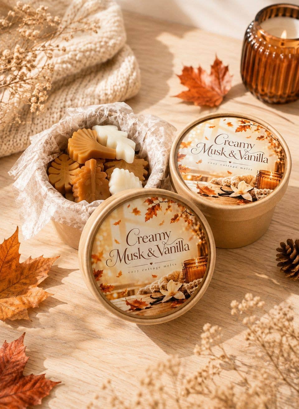 Musc crémeux et vanille – Fondants de cire Feuilles d'automne