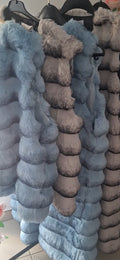 Veste sans manches longue dégradé bleu