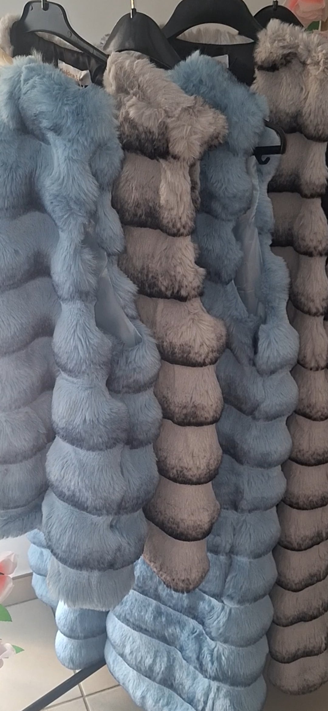 Veste sans manches longue dégradé bleu